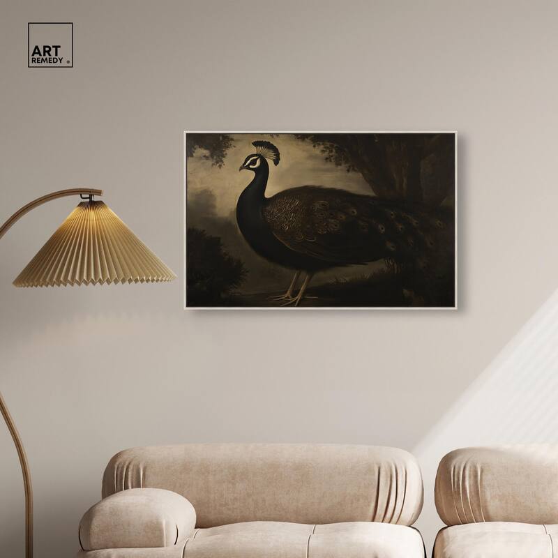 Peacock in Monotone Canvas by Art Remedy