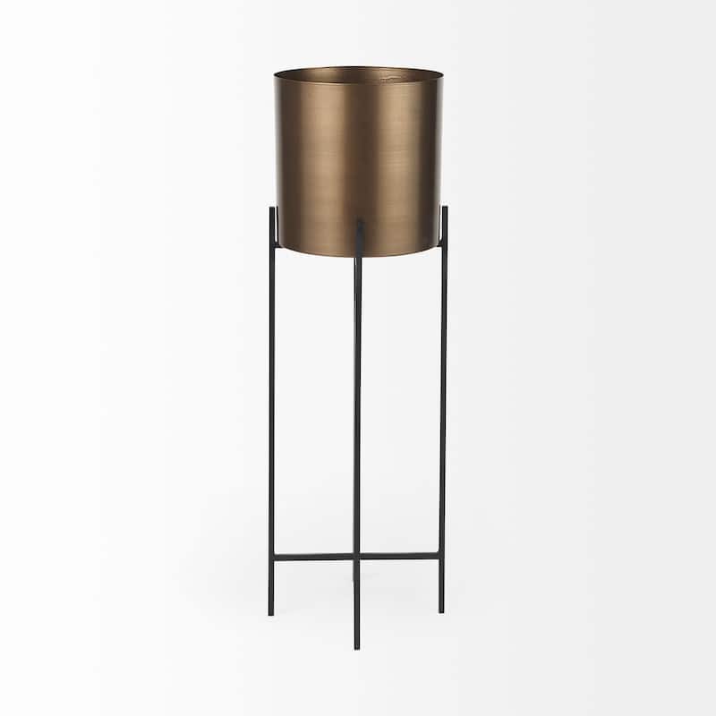 Sowerberry (Large) Bronze Metal w/Black Iron Legs Plant Stand