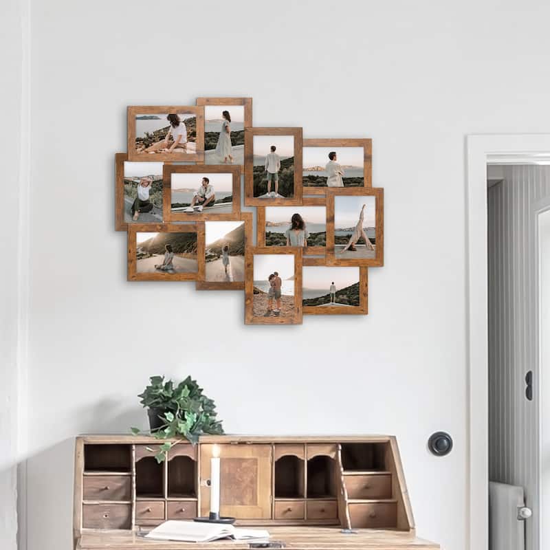 12 Opening Photo Frame Gallery Collage Wall Hanging Picture Frame 6x4 - Gold