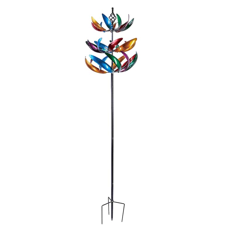 84"H Three Tiered Wind Spinner, Multi-Colored
