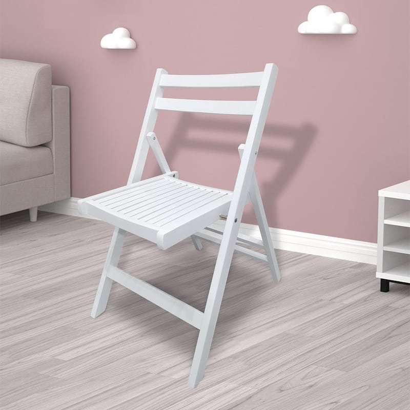 4 Pack Wood Folding Chair with Slatted Seat