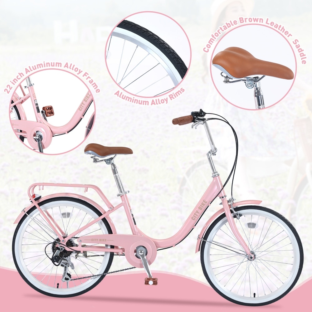 22 in. Aluminium Alloy Frame Girls Bicycle with 7 Speed Bed Bath