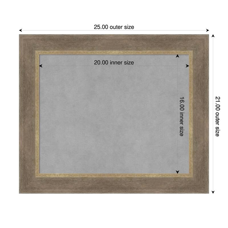 Amanti Art Driftwood Tan Framed Magnetic Board - 25 x 21 in