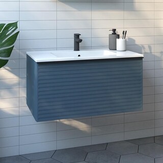 Margi 32" Wall-Mount Bathroom Vanity & Basin Set - Stripes