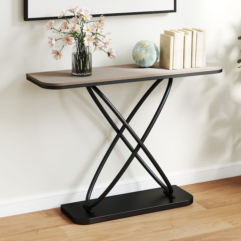47.4" Industrial Console Table for Entryway Sofa Table - 47.4"L x 14"W x 32.8"H - Cream Grey