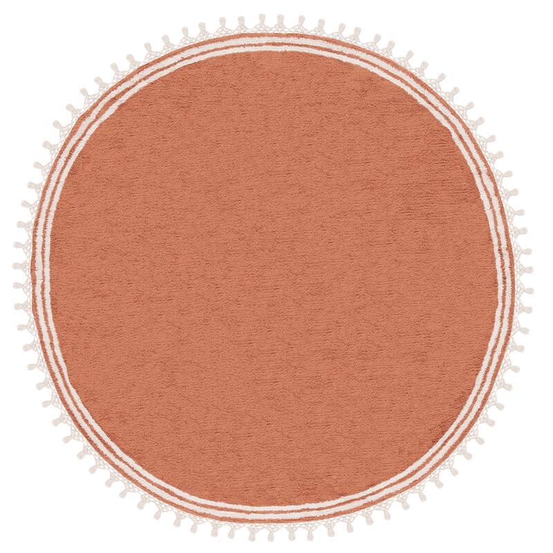 SAFAVIEH Easy Care Machine Washable Aisma Takae Rug - 6' x 6' Round - Rust/Ivory - Round