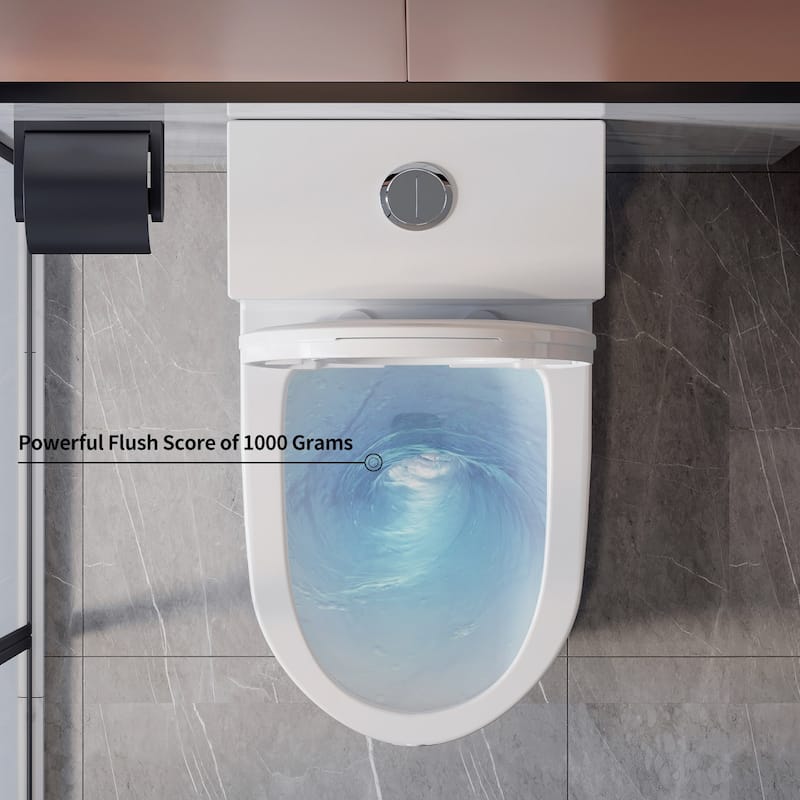 HOROW 1 Piece Dual Flush Elongated Toilet White 0.8 1.28 GPF Seat Included - N/A