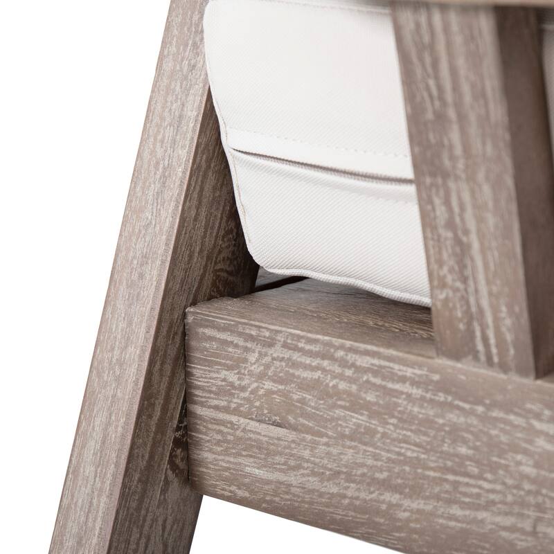 Outdoor Acacia Wood Patio Club Chair with Waterproof Thick Cushion