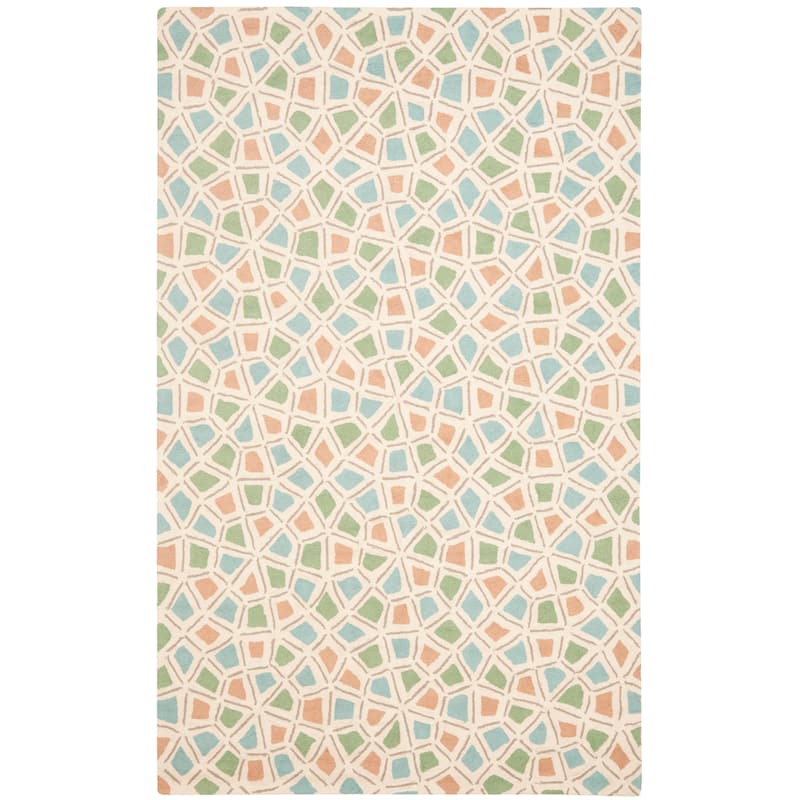 Martha Stewart by SAFAVIEH, Spring Wheel Mosaic Cotton Rug - 5'6" x 8'6" - Rhododendron