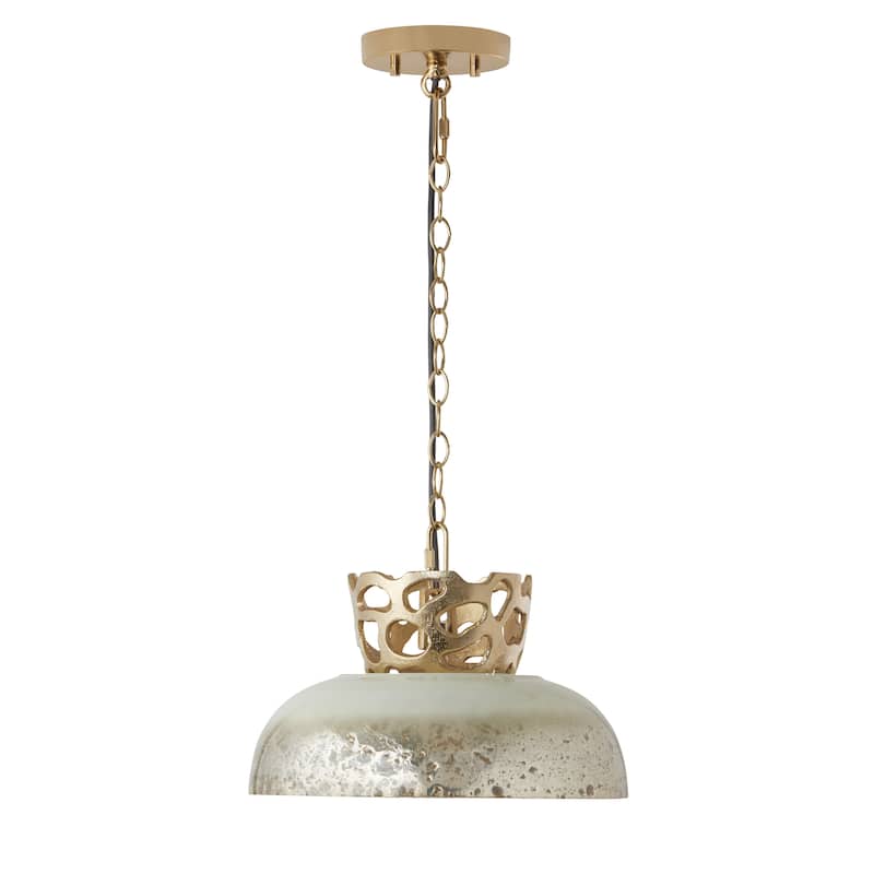 Bethanie River of Goods Dome-Shaped Pendant Lamp with Silver Glass Shade - 13"x 13"x 12/56"