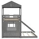 preview thumbnail 11 of 14, Playhouse Twin Over Full Wooden Bunk Bed, Farmhouse Safety Guardrail Bed with Ladder and Slide