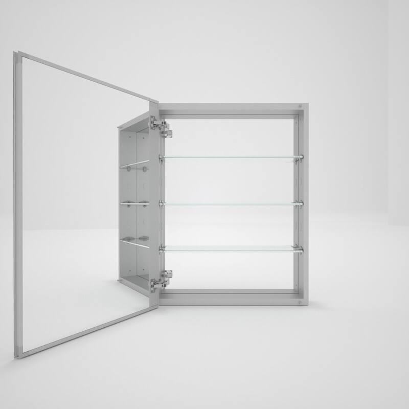 23" x 30" Rectangular Aluminum Surface Mount Medicine Cabinet with Mirror and Shelves - 23" x 30"