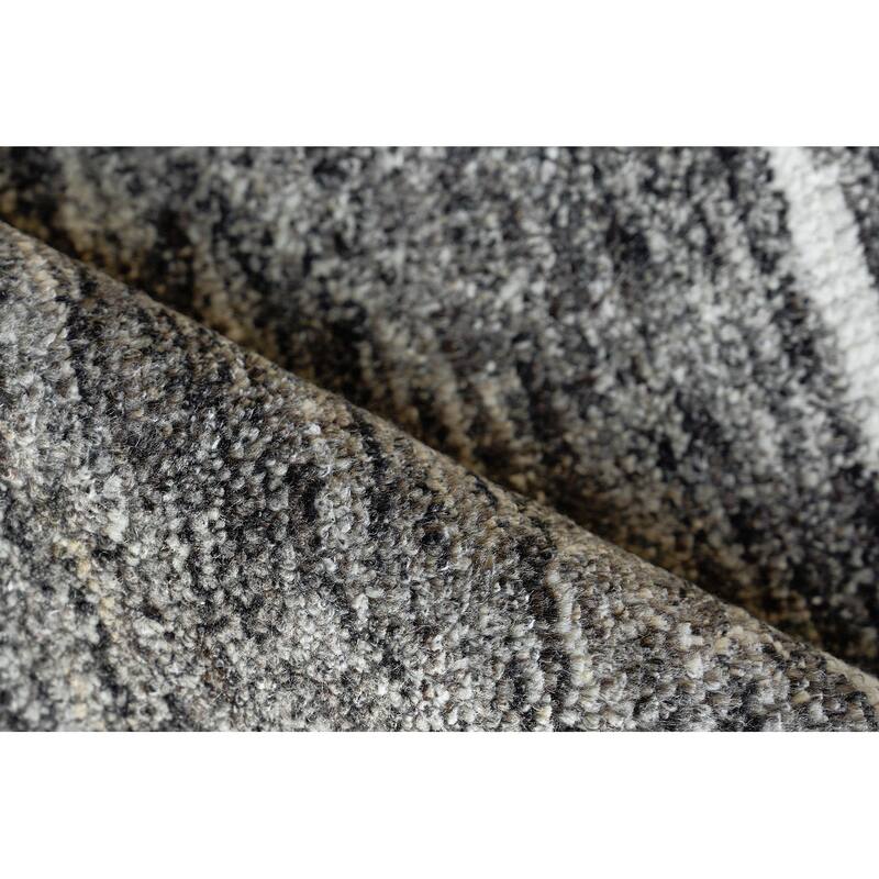 Exquisite Rugs Aldridge Hand-Knotted New Zealand Wool/Bamboo Silk Charcoal/Ivory Area Rug