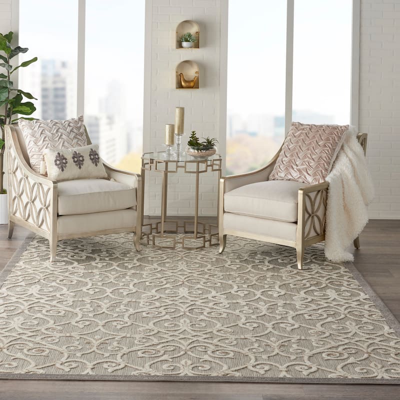 Nourison Aloha Transitional Scroll Indoor/Outdoor Damask Rug