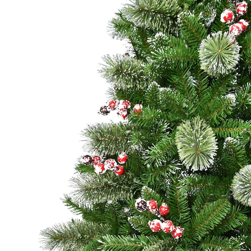 Puleo International 7.5 ft. Pre-Lit Snowy Iowa Pine Artificial Christmas Tree