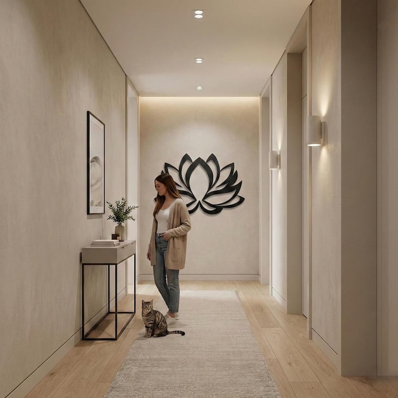 Lotus Flower Metal Wall Decor for Home and Outside - Wall-Mounted Geometric Wall Art Decor