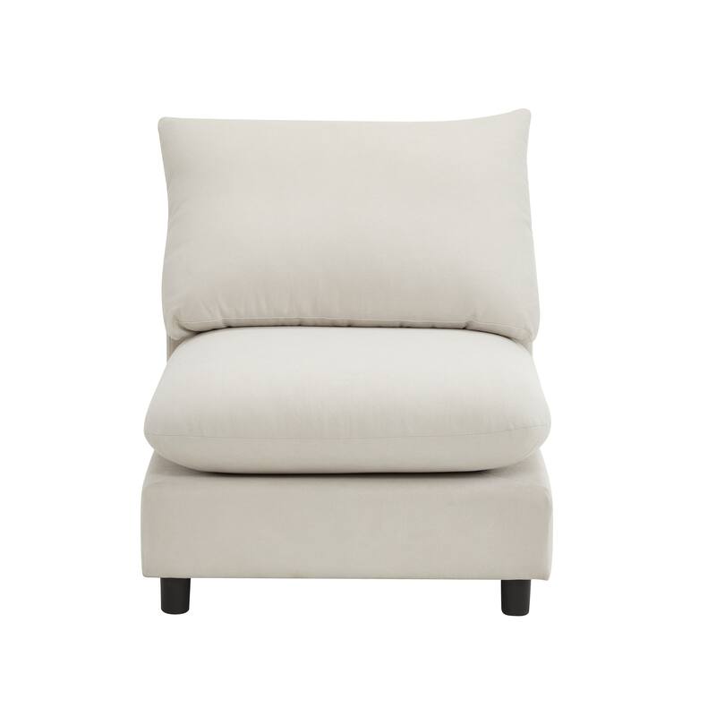 L Shaped Modular Sectional Sofa with Ottoman, Oversize Fabric Upholstered Sofa, 5 Seat Sofa with Removable Cushions