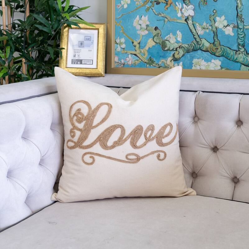 Taylor Cotton with Embroidery 20" Square Decorative Throw Pillow 2PK