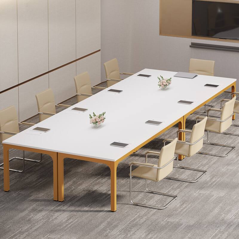 Modern Office 13FT Conference Table Set of 6, Large Rectangle Meeting Table, 78.74-Inch Long Business Seminar Table