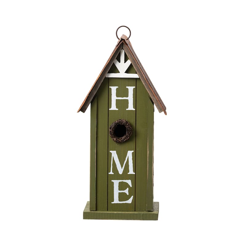 Glitzhome 14"H Farmhouse Solid Wood "HOME" Birdhouse
