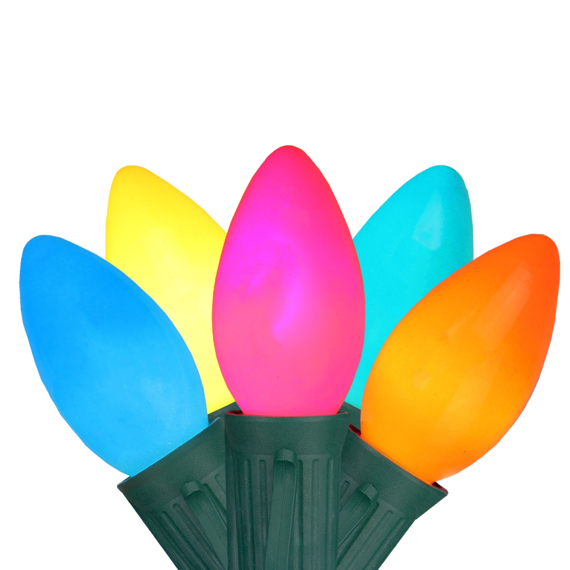 Set of 25 Opaque Vibrant Multi-Color C9 Christmas Light Set 24ft Green Wire - 24'