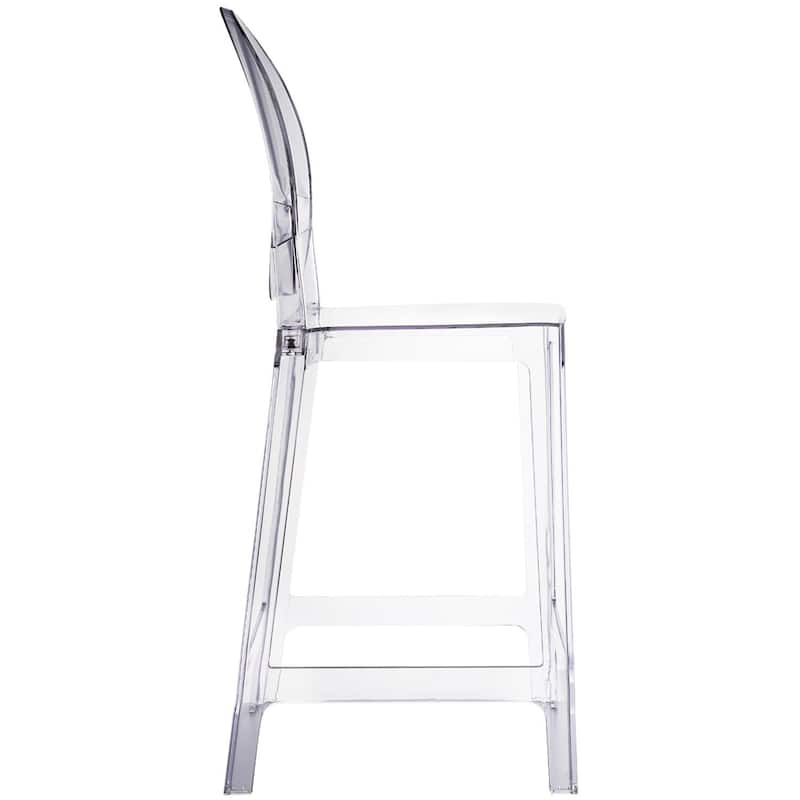 (Retired) Set of 2 Crystal Clear 25" Seat Height With Modern Accent Dining Counter Chair Side Bar Counter Stool Armless