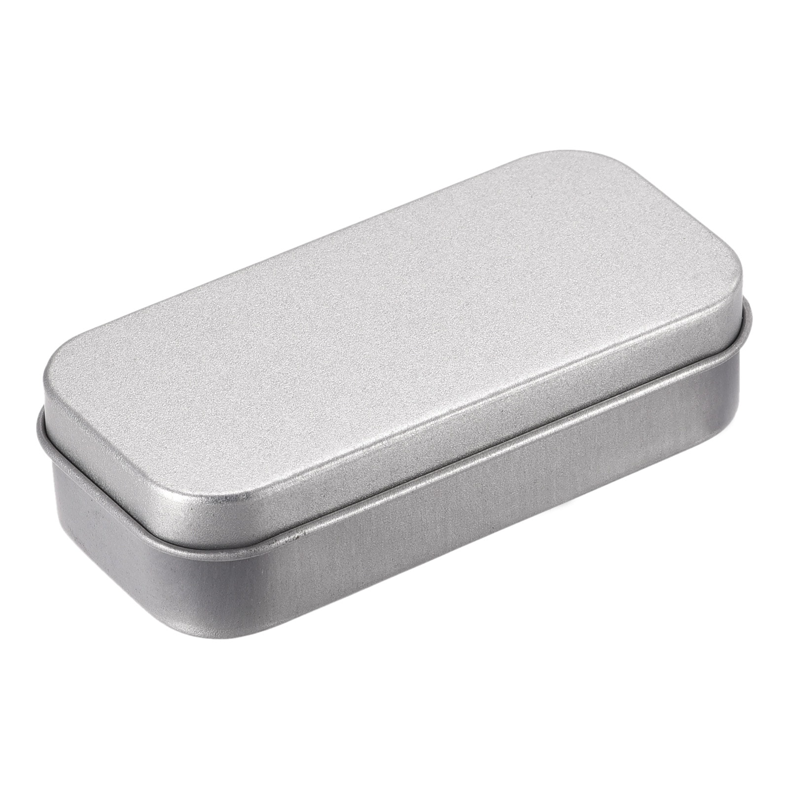 Metal Tin Box, 8pcs 3.15 x 1.5 x 0.79 with Hinged Lids, Silver
