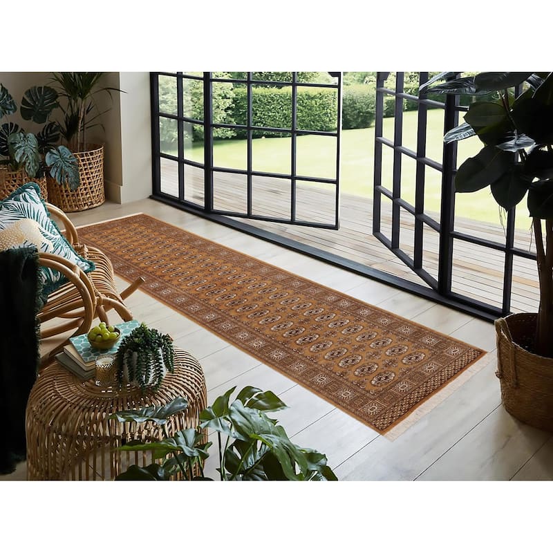 Rustic Bokhara Rodgers Brown/Beige Hand Knotted Wool Runner - 2'8'' x 9'5''