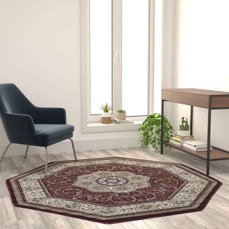 Medallion Motif Traditional Persian Style Olefin Area Rug
