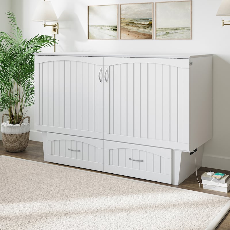 Nantucket Murphy Bed Chest with Mattress and Built-in Charging Station
