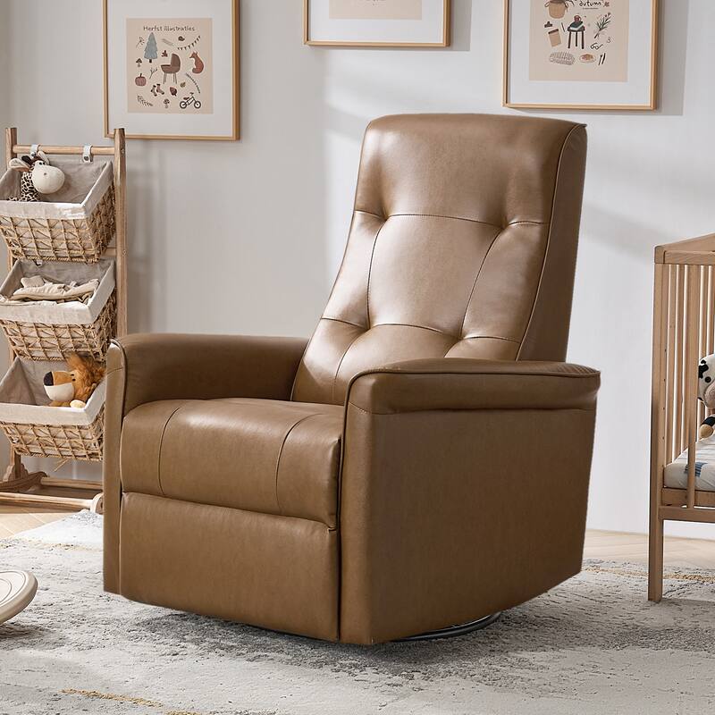 Valentin Modern Faux Leather Swivel Power Recliner with USB Ports by HULALA HOME - Camel