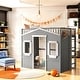 preview thumbnail 2 of 14, Elegant Design Twin Size Wood House Loft Bed With Ladder,Modern Multi-Functional Children's Bed