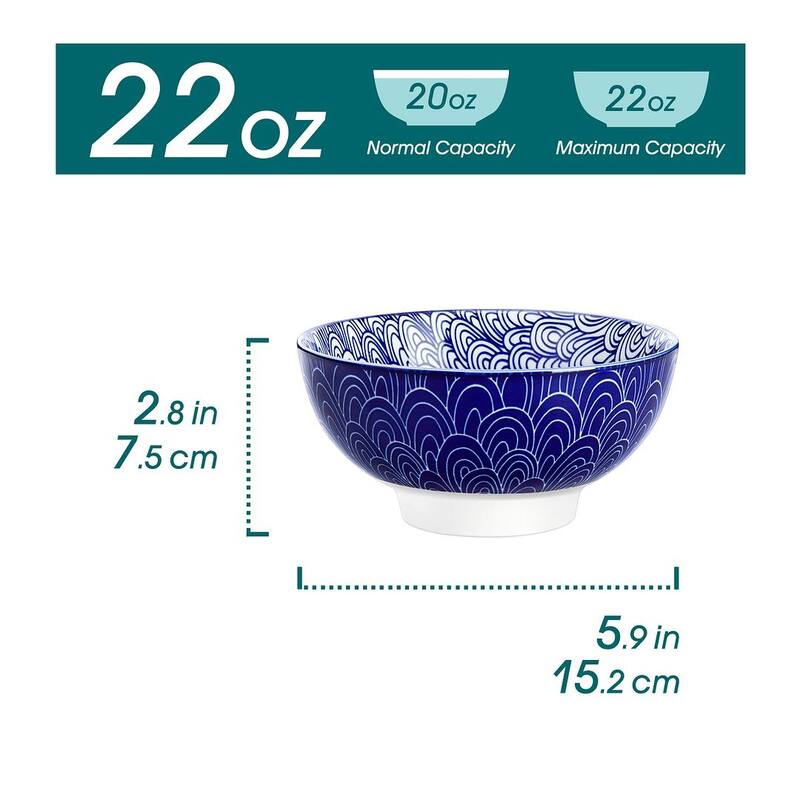 vancasso Macaron Porcelain 23Oz. Oriental Cereal Bowls Set