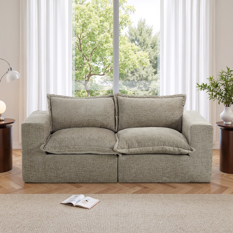 No Assembly Chenille Modular Sectional Sofa Comfy Cloud Couch
