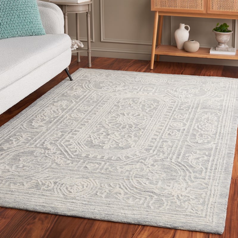 SAFAVIEH Handmade Ebony Tammy Modern Wool Rug - 3' x 5' - Ivory/Grey
