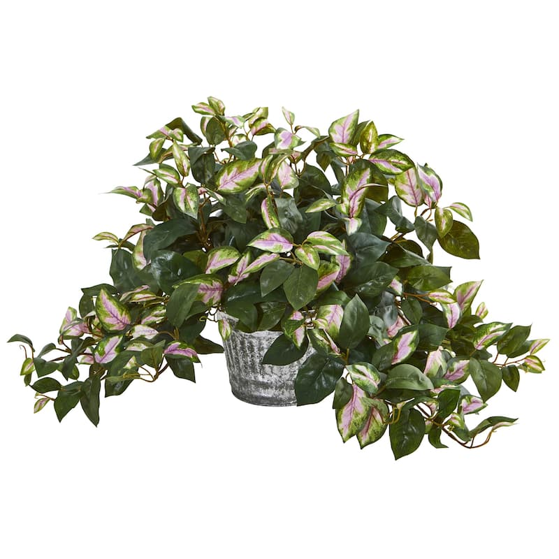 Artificial Hanging Plant with Planter - 16 Inch Faux Hoya Indoor Decor - Green