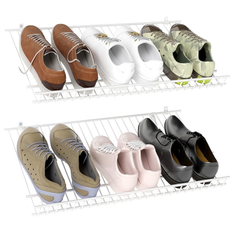 White Metal Wall-Mounted Shelves with Heavy-Duty Brackets and Edge Protection - 24" x 12" x 1"