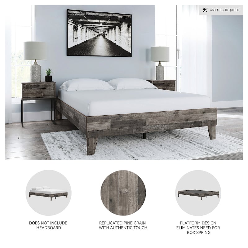 Signature Design by Ashley Neilsville Weathered Woodgrain Platform Bed