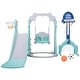 preview thumbnail 25 of 32, 5 in 1 Long Slide w/ Basketball Hoops,Football gate,Ringtoss,Swing Set