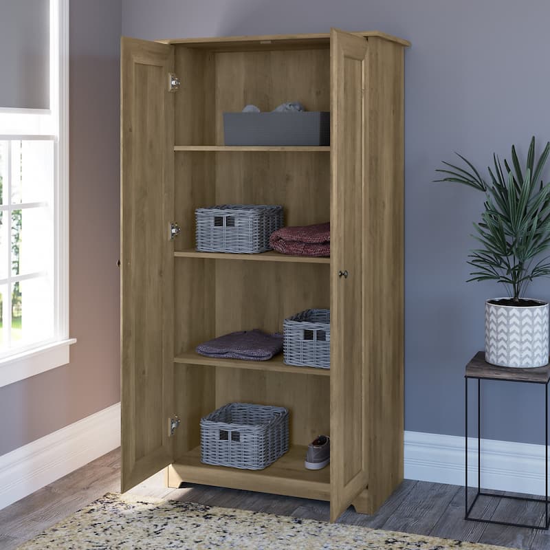 Cabot Espresso Oak Tall Storage Cabinet with Doors - 31.38"L x 16.30"W x 61.14"H