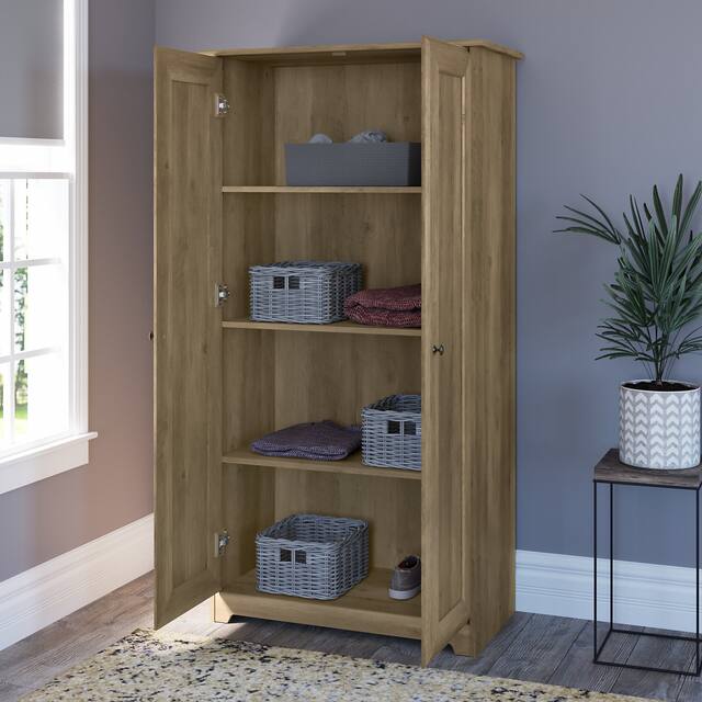 Cabot Espresso Oak Tall Storage Cabinet with Doors
