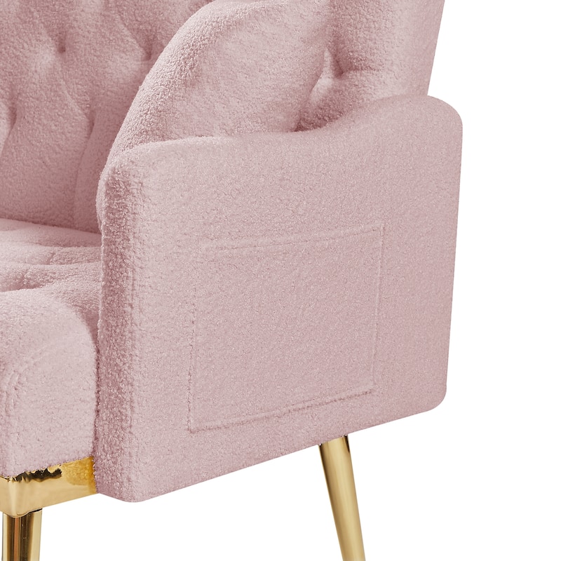 Practical Upholstered Settee with Two Pillows, Pink Loveseat with Tufted Back for Vanity Room, 2 Seater Couch for Bedroom