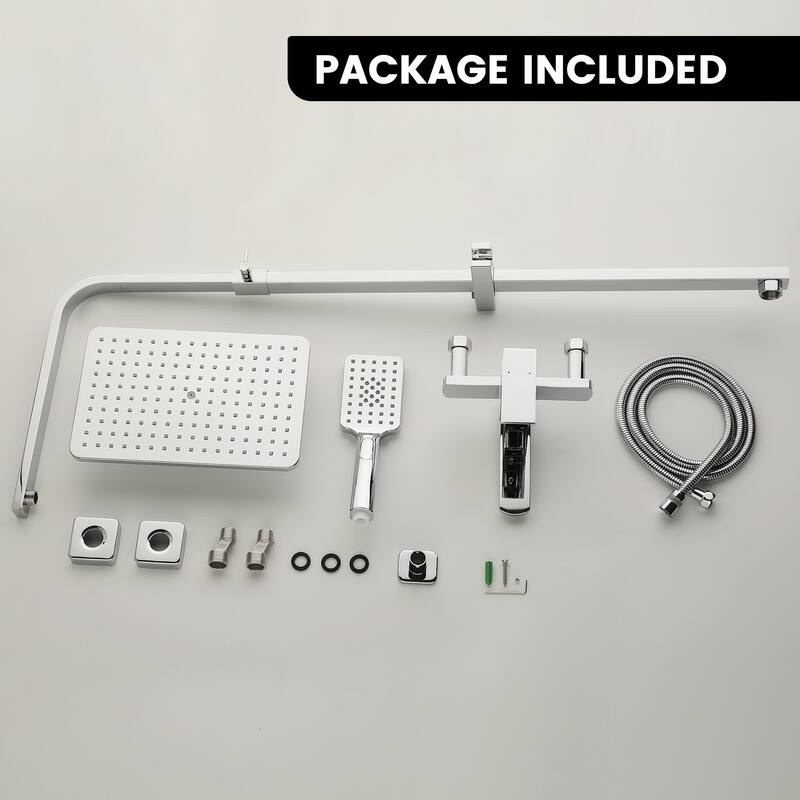 46"H 3-Function Stainless Steel Wall-Mounted Shower System
