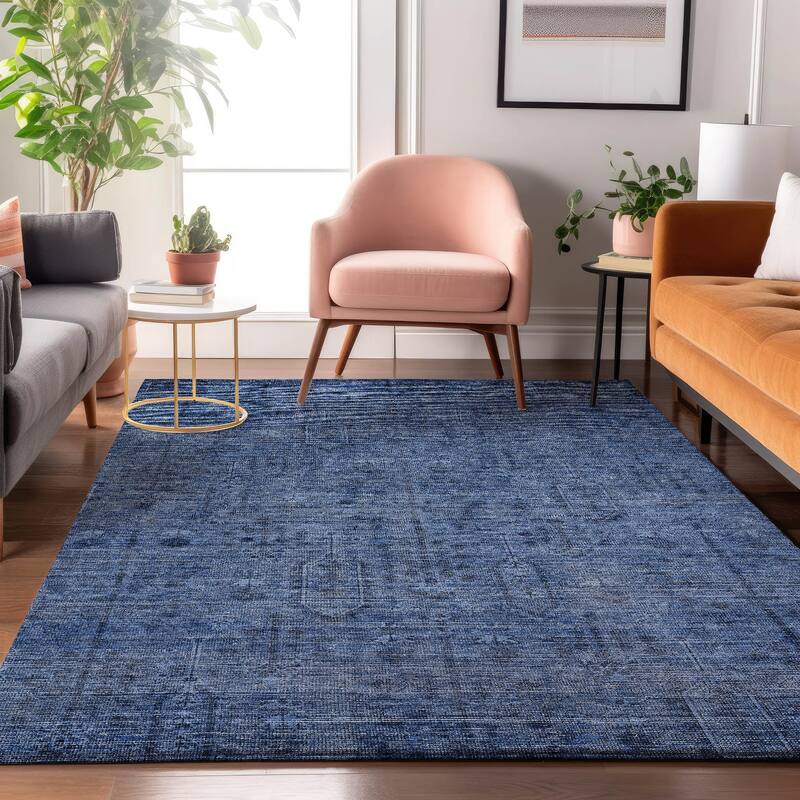 Premium Washable Super Soft Vintage Global Mayfield Rug - Navy - 8' x 10' - Rectangle