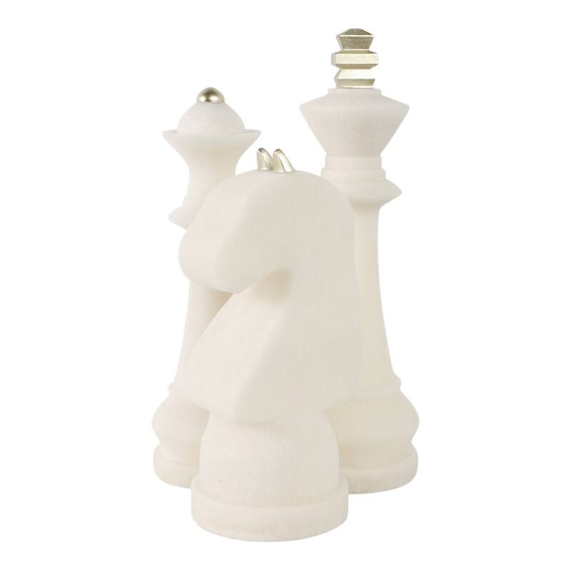 Polyresin Decorative Objects Chess Design (Set of 3) - 16/14/13" White - 5" x 5" x 16"