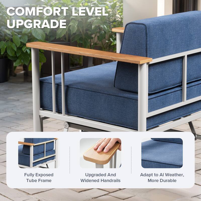 Gymojoy Patio Swivel Chairs with 6" Cushions Set of 2, 360° Swivel Rocking Outdoor Chairs for Porch, Poolside