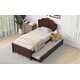 preview thumbnail 18 of 24, Cappuccino Finish Twin Size Wood Platform Bed with Headboard & Trundle