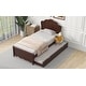 preview thumbnail 5 of 24, Twin Size Wood Platform Kids Bed with Headboard & Twin Size Trundle, Cappuccino