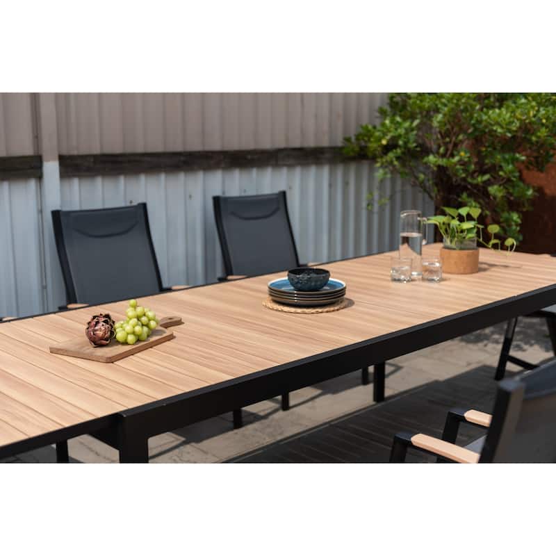 Amazonia Extendable Aluminum and Rope Outdoor Patio Dining Table