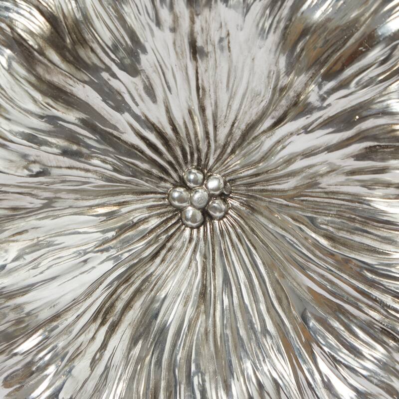 Silver Polystone 3D Floral Home Wall Decor (Set of 3)